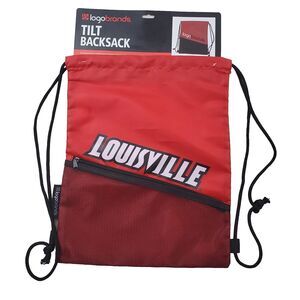 Logobrands Adult Tilt Back Sack "Louisville" Red/Black 18X13 New Sports Zipper